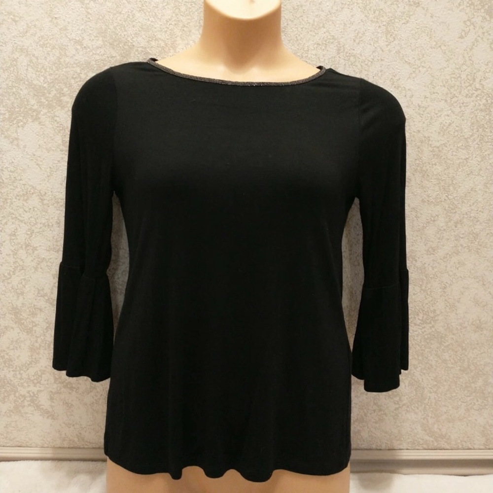 White House Black Market Elegant Black Long Sleeve Tee
